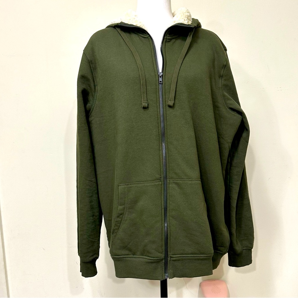 NEW Livergy Sherpa Lined Deep Green 30" Zipper X-Long Hem Hoodie Sweatshirt XXL - Picture 15 of 15
